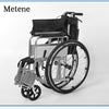 Metene Lightweight Wheelchair for Adults, Foldable, 250 lb Weight Capacity, Fixed Arms, Removable Footrest, Black Steel Frame, Portable Standard Wheelchair for Seniors